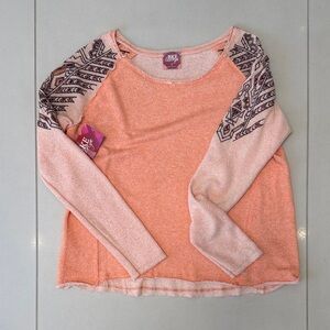 BKE Peach and Maroon Patterned Top
